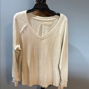 Lucky Brand Elegant Cream Ribbed Sweater